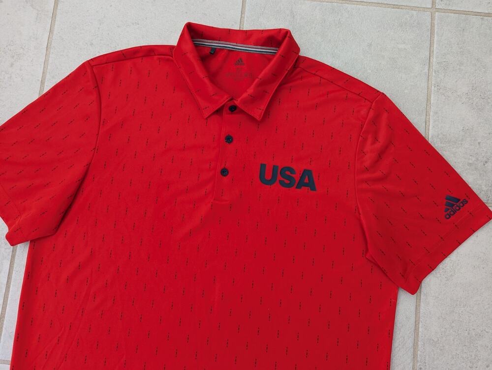 Adidas Men's Medium USA Olympic Golf UPF 50 Ultimate 365 Polo Shirt Red